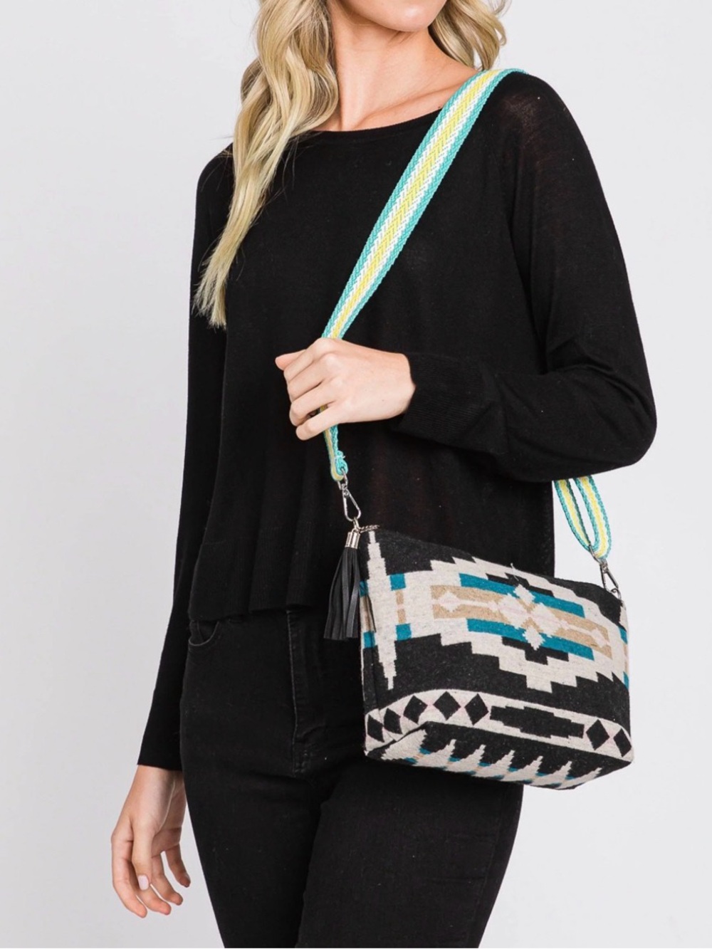 STYLINE  Aztec Crossbody Bag with Guitar Stap